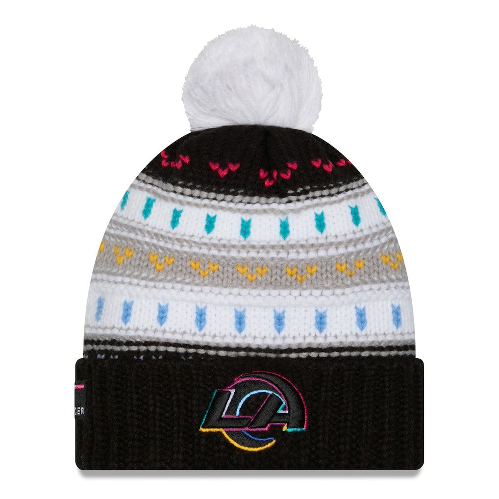 Los Angeles Rams New Era Women's 2025 NFL Crucial Catch Cuffed Knit Hat with Pom - Black - NFL