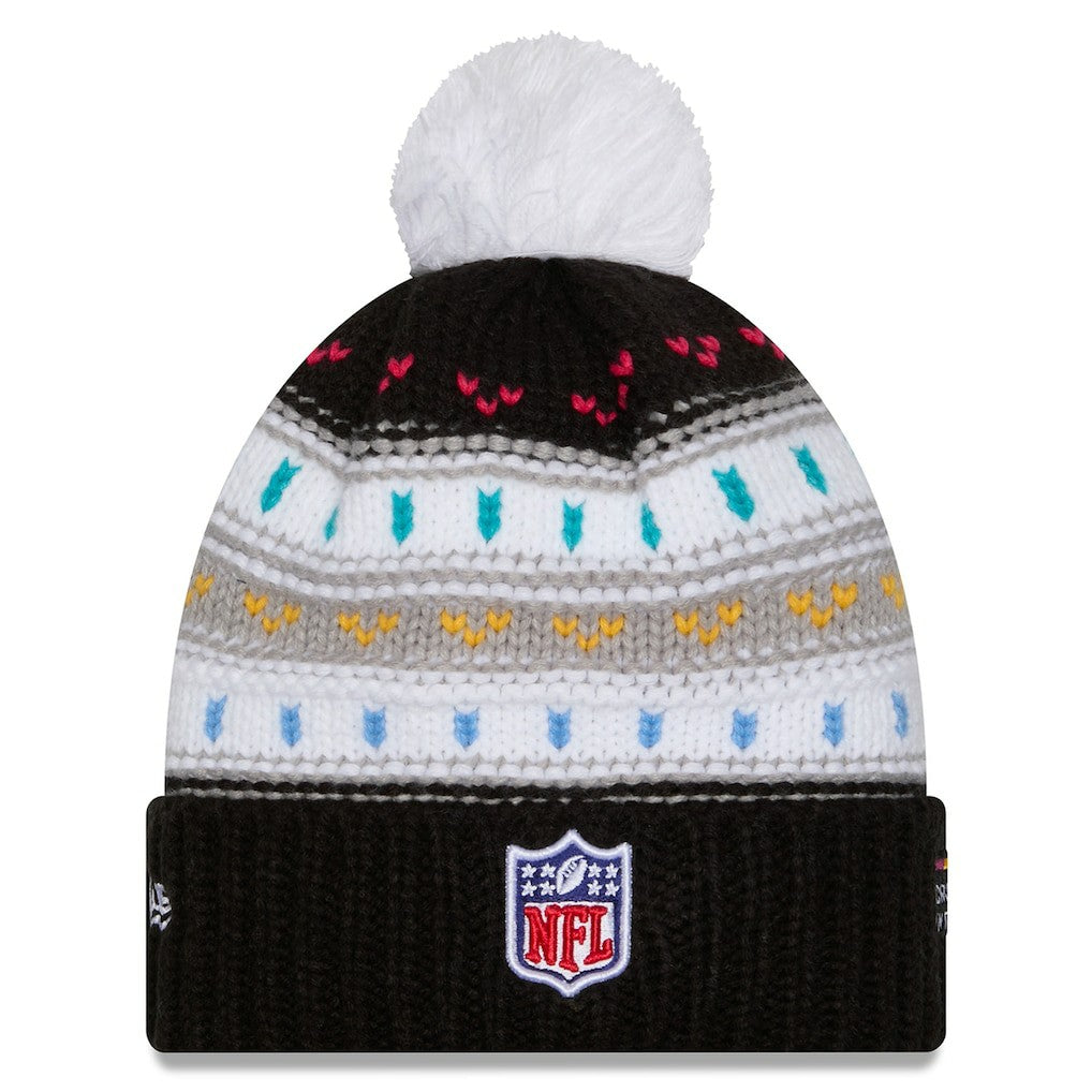 Miami Dolphins New Era Women's 2025 NFL Crucial Catch Cuffed Knit Hat with Pom - Black - NFL