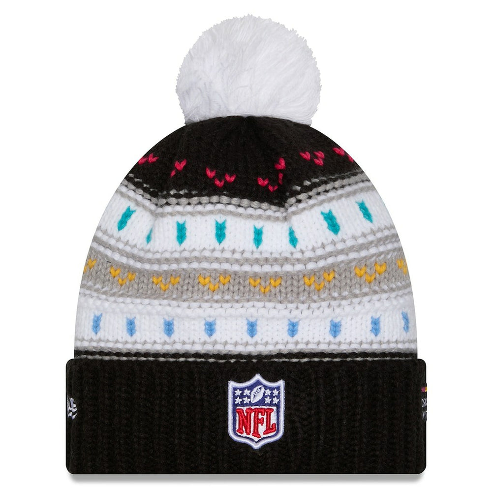 Miami Dolphins New Era Women's 2025 NFL Crucial Catch Cuffed Knit Hat with Pom - Black - NFL