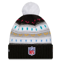 Miami Dolphins New Era Women's 2025 NFL Crucial Catch Cuffed Knit Hat with Pom - Black - NFL