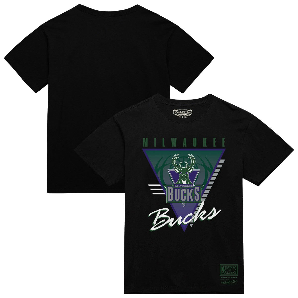 Mitchell & Ness Milwaukee Bucks Worldwide Collection Tri-Logo T-Shirt Black