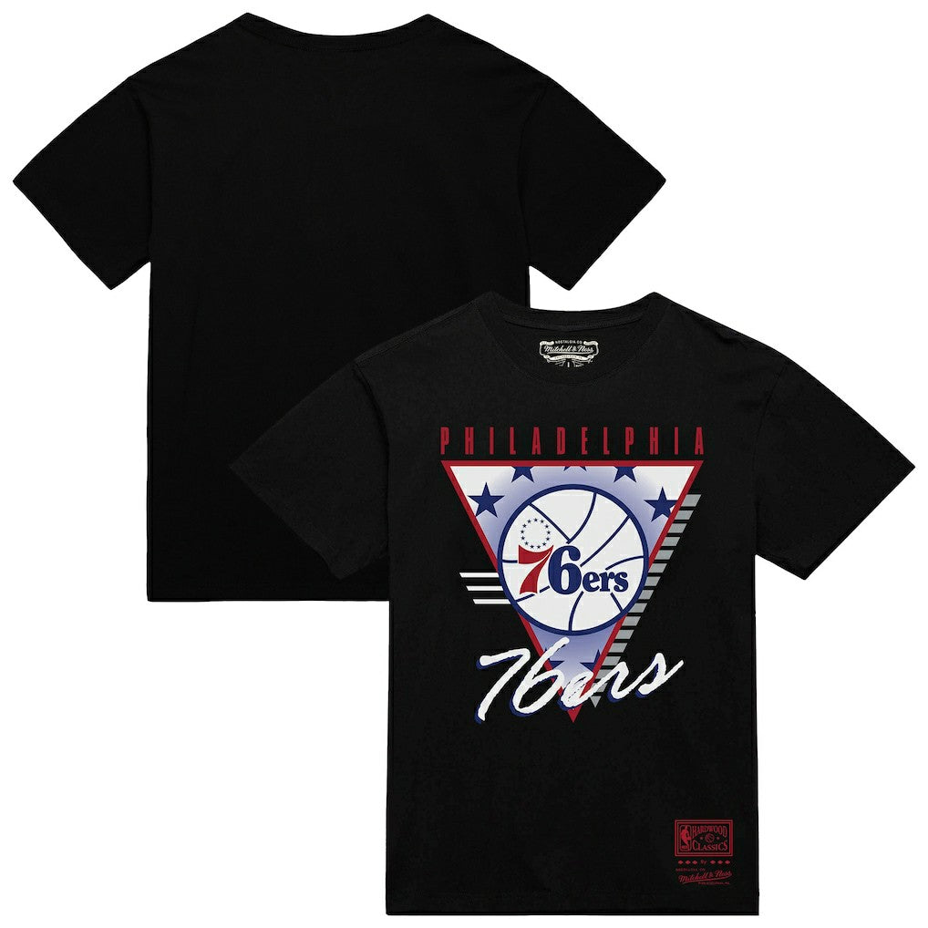 Mitchell & Ness Philadelphia 76ers Worldwide Collection Tri-Logo T-Shirt Black