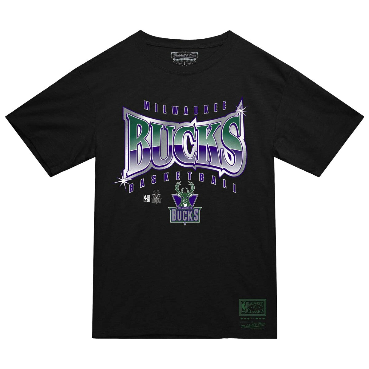 Mitchell & Ness Milwaukee Bucks Worldwide Collection Glow Up T-Shirt Black