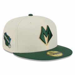 New Era Milwaukee Bucks 2025/26 City Edition 59FIFTY Fitted Hat Cream/Hunter Green