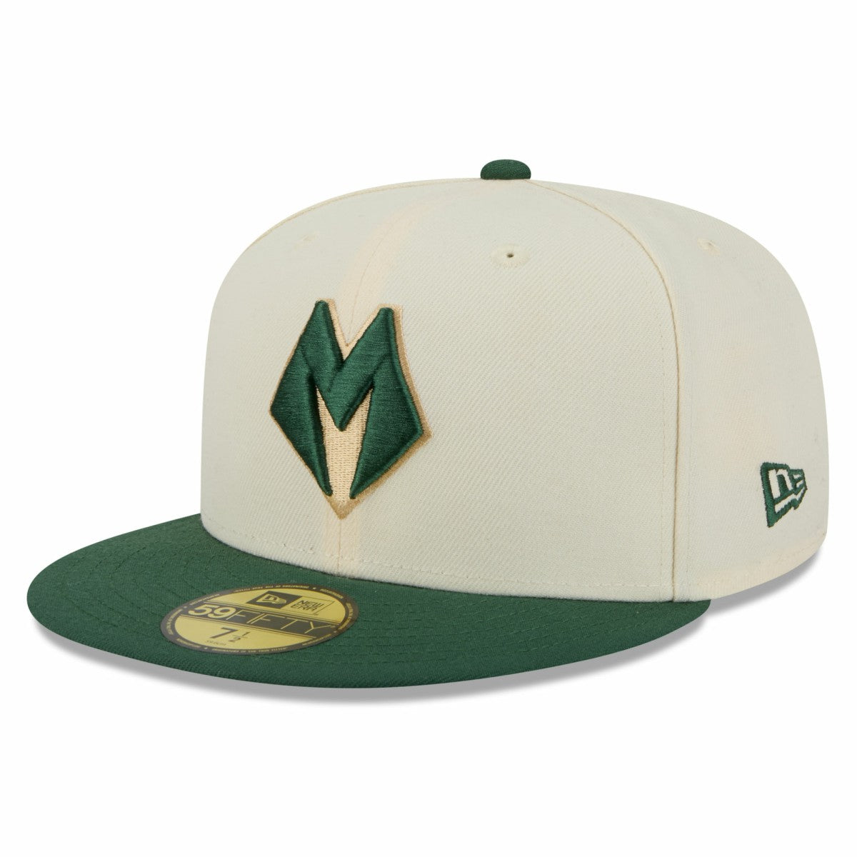 New Era Milwaukee Bucks 2025/26 City Edition 59FIFTY Fitted Hat Cream/Hunter Green