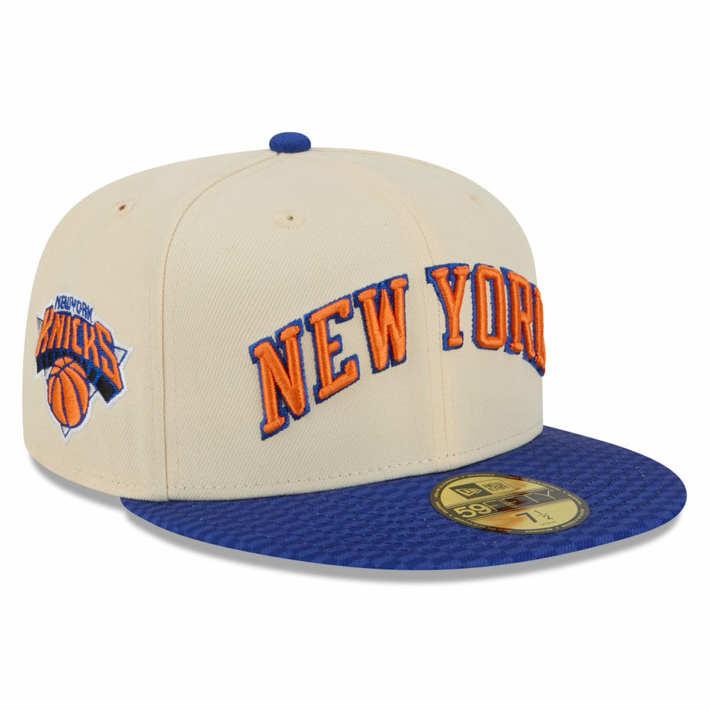 New Era New York Knicks 2025/26 City Edition 59FIFTY Fitted Hat Cream/Blue