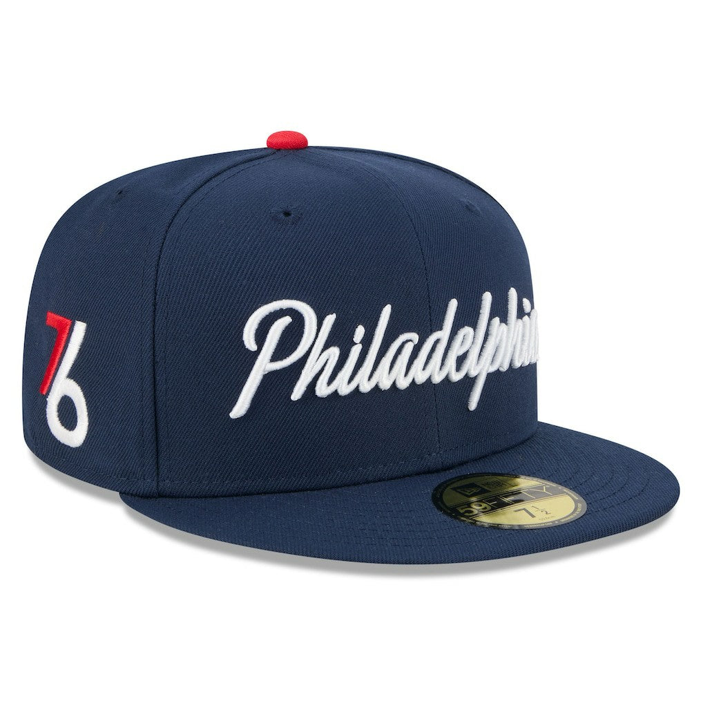 New Era Philadelphia 76ers 2025/26 City Edition 59FIFTY Fitted Hat Navy