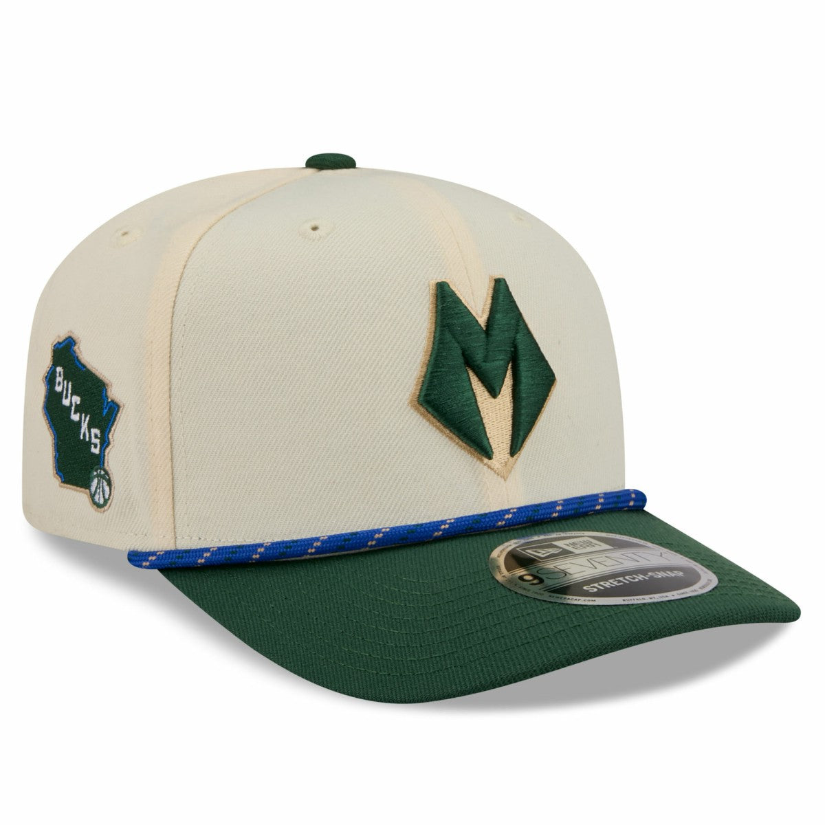 New Era Milwaukee Bucks 2025/26 City Edition 9SEVENTY Adjustable Hat Cream/Hunter Green