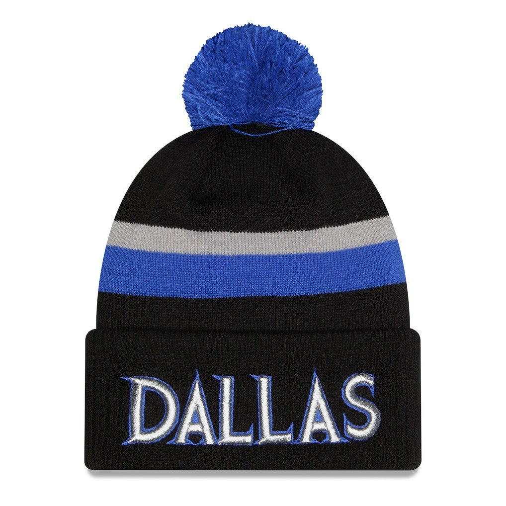 New Era Dallas Mavericks 2025/26 City Edition Cuffed Knit Hat with Pom Black/Blue