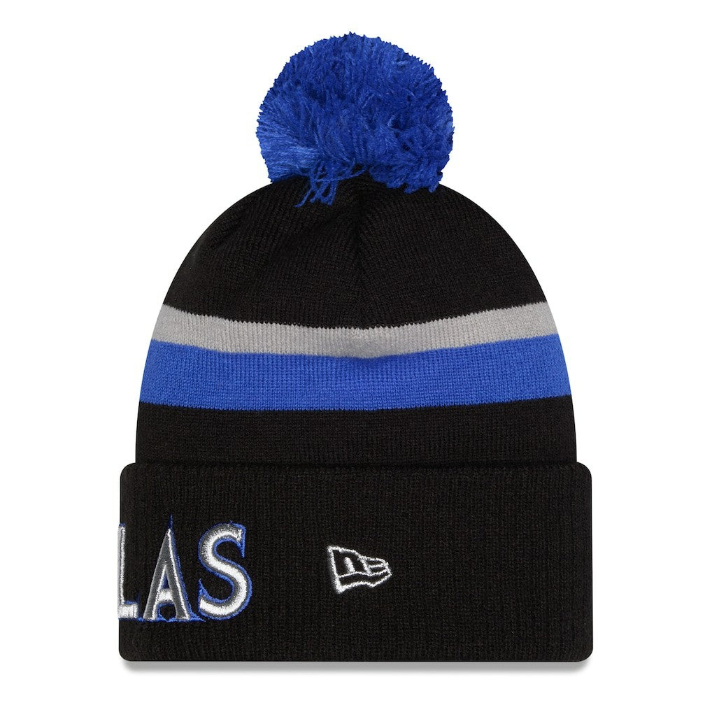New Era Dallas Mavericks 2025/26 City Edition Cuffed Knit Hat with Pom Black/Blue