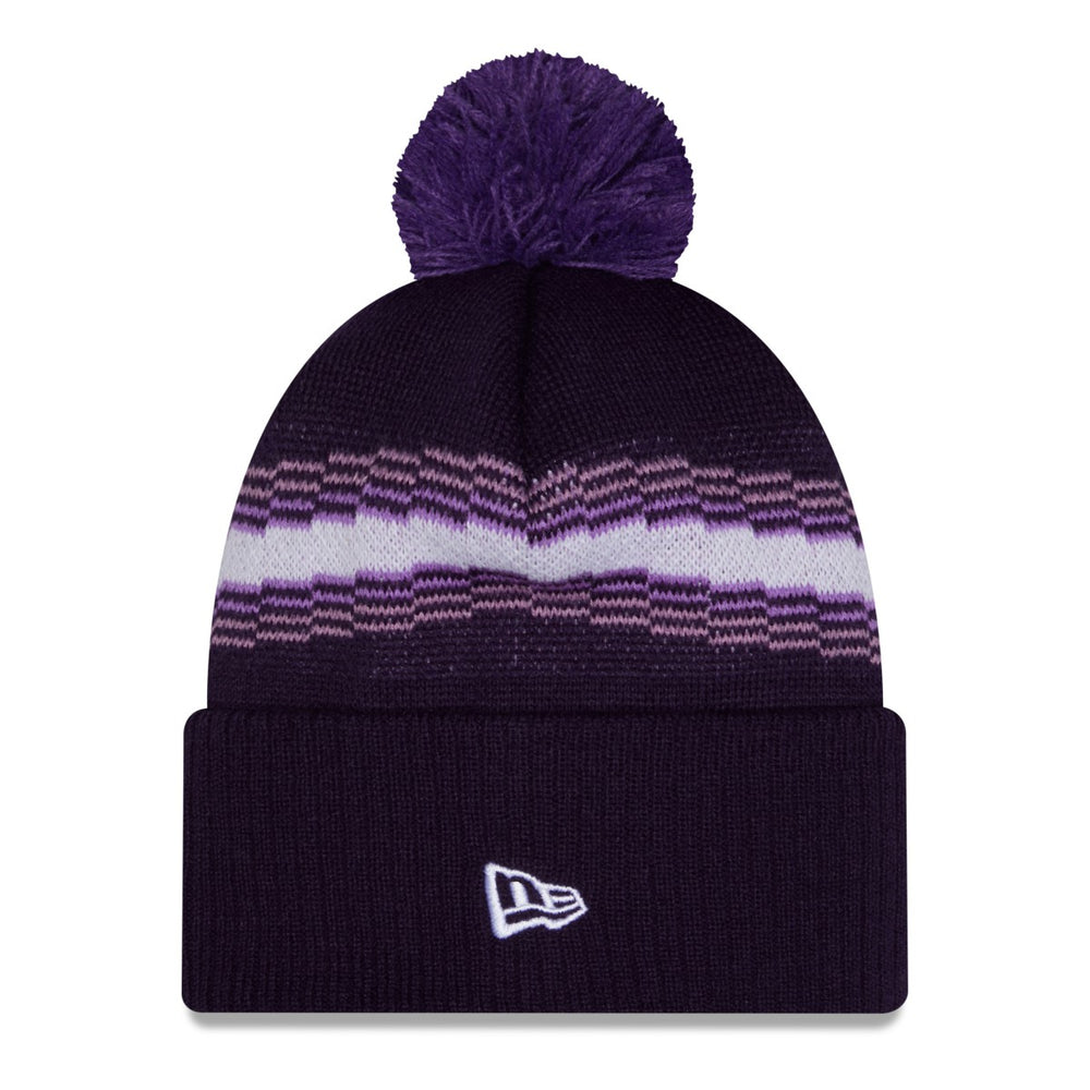 New Era Sacramento Kings 2025/26 City Edition Cuffed Knit Hat with Pom Purple
