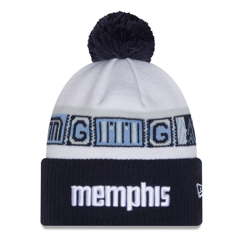 New Era Memphis Grizzlies 2025/26 City Edition Cuffed Knit Hat with Pom Navy/White