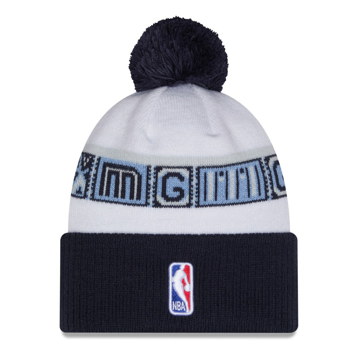 New Era Memphis Grizzlies 2025/26 City Edition Cuffed Knit Hat with Pom Navy/White