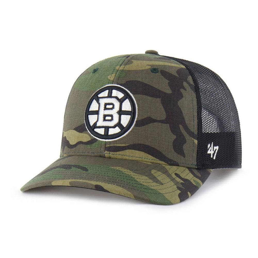 Boston Bruins '47 Trucker Snapback Hat - Camo | 47 brand Clearance