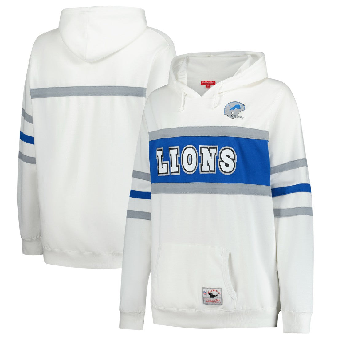 Detroit Lions Women's Plus Size Head Coach Throwback Pullover Hoodie - White - Mitchell & Ness