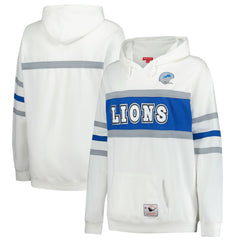 Detroit Lions Women's Plus Size Head Coach Throwback Pullover Hoodie - White - Mitchell & Ness