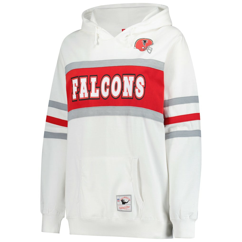 Atlanta Falcons Women's Plus Size Head Coach Throwback Pullover Hoodie - White - Mitchell & Ness