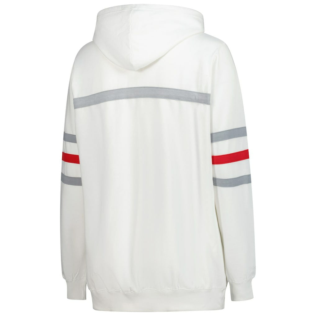 Atlanta Falcons Women's Plus Size Head Coach Throwback Pullover Hoodie - White - Mitchell & Ness