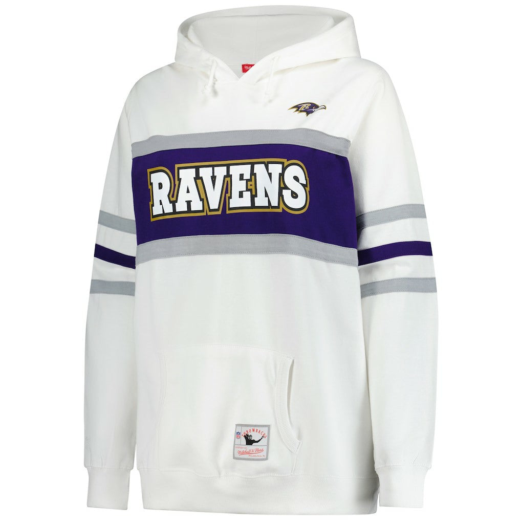 Baltimore Ravens Women's Plus Size Head Coach Throwback Pullover Hoodie - White - Mitchell & Ness