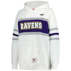 Baltimore Ravens Women's Plus Size Head Coach Throwback Pullover Hoodie - White - Mitchell & Ness