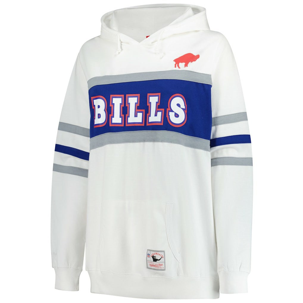 Buffalo Bills Women's Plus Size Head Coach Throwback Pullover Hoodie - White - Mitchell & Ness