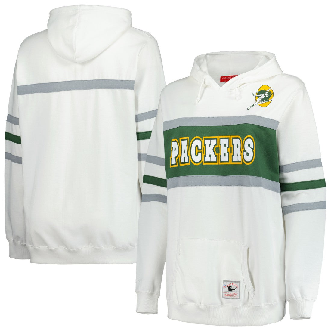 Green Bay Packers Women's Plus Size Head Coach Throwback Pullover Hoodie - White - Mitchell & Ness