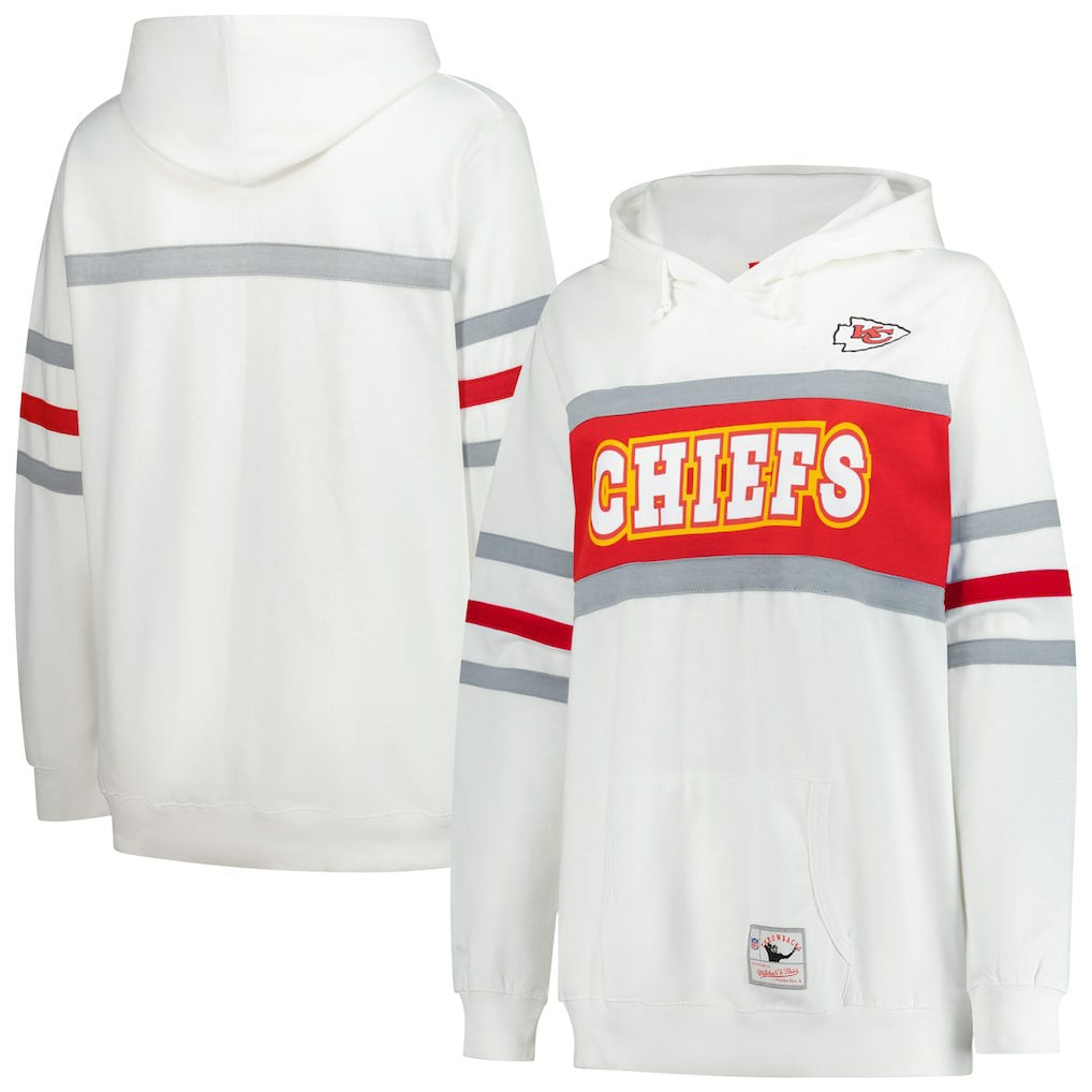 Kansas City Chiefs Women's Plus Size Head Coach Throwback Pullover Hoodie - White - Mitchell & Ness