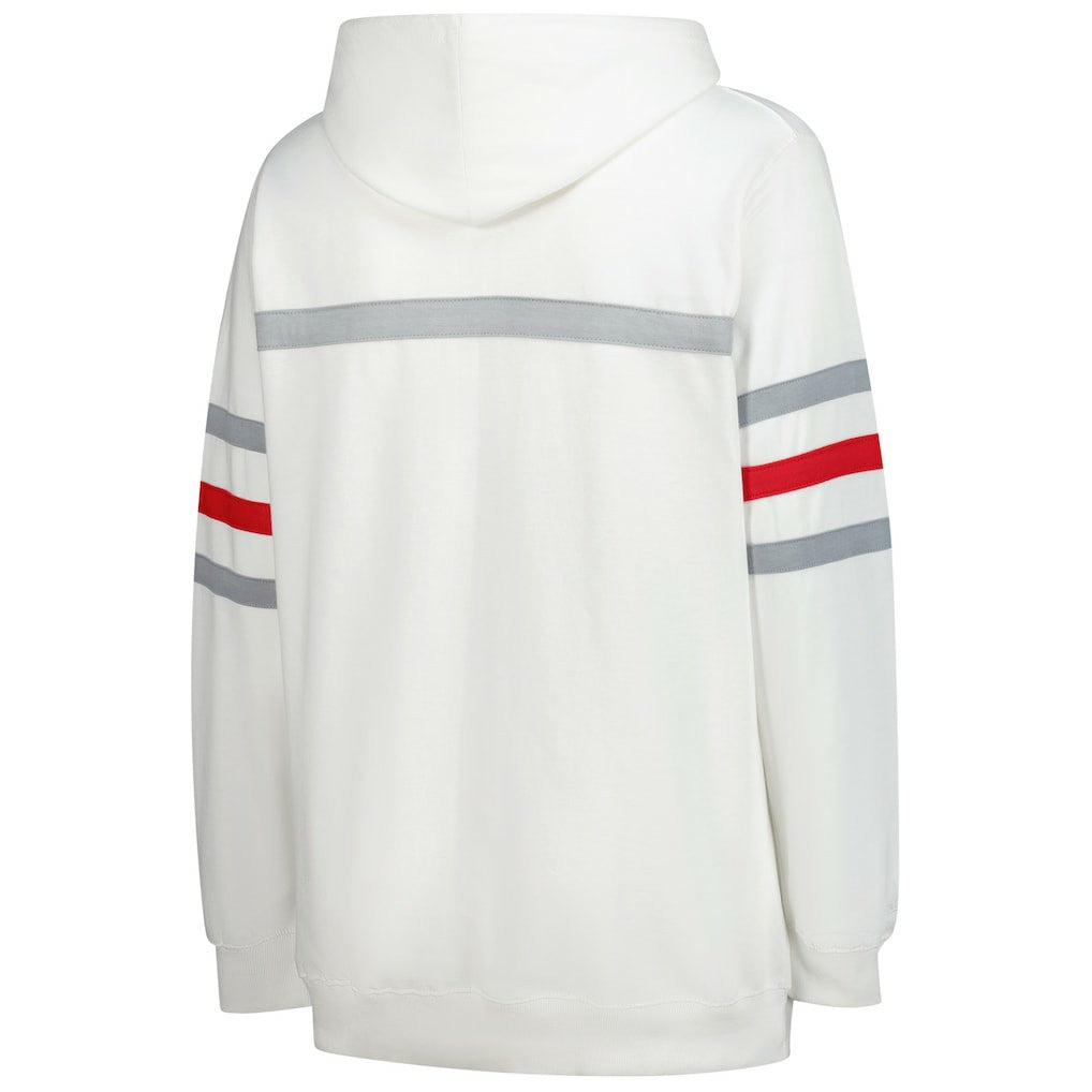 San Francisco 49ers Women's Plus Size Head Coach Throwback Pullover Hoodie - White - Mitchell & Ness