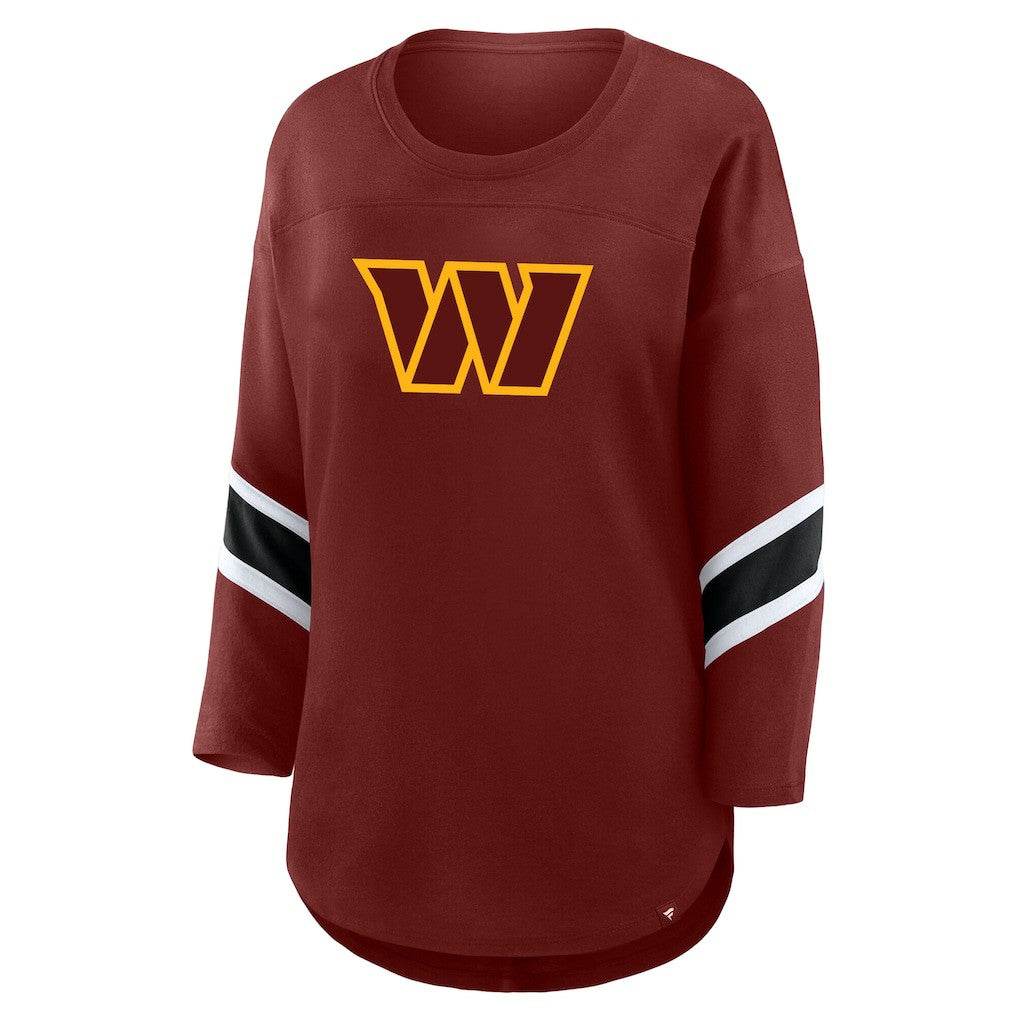 Washington Commanders Women's Plus Size Redzone 3/4-Sleeve Scoop Neck T-Shirt - Burgundy - Fanatics