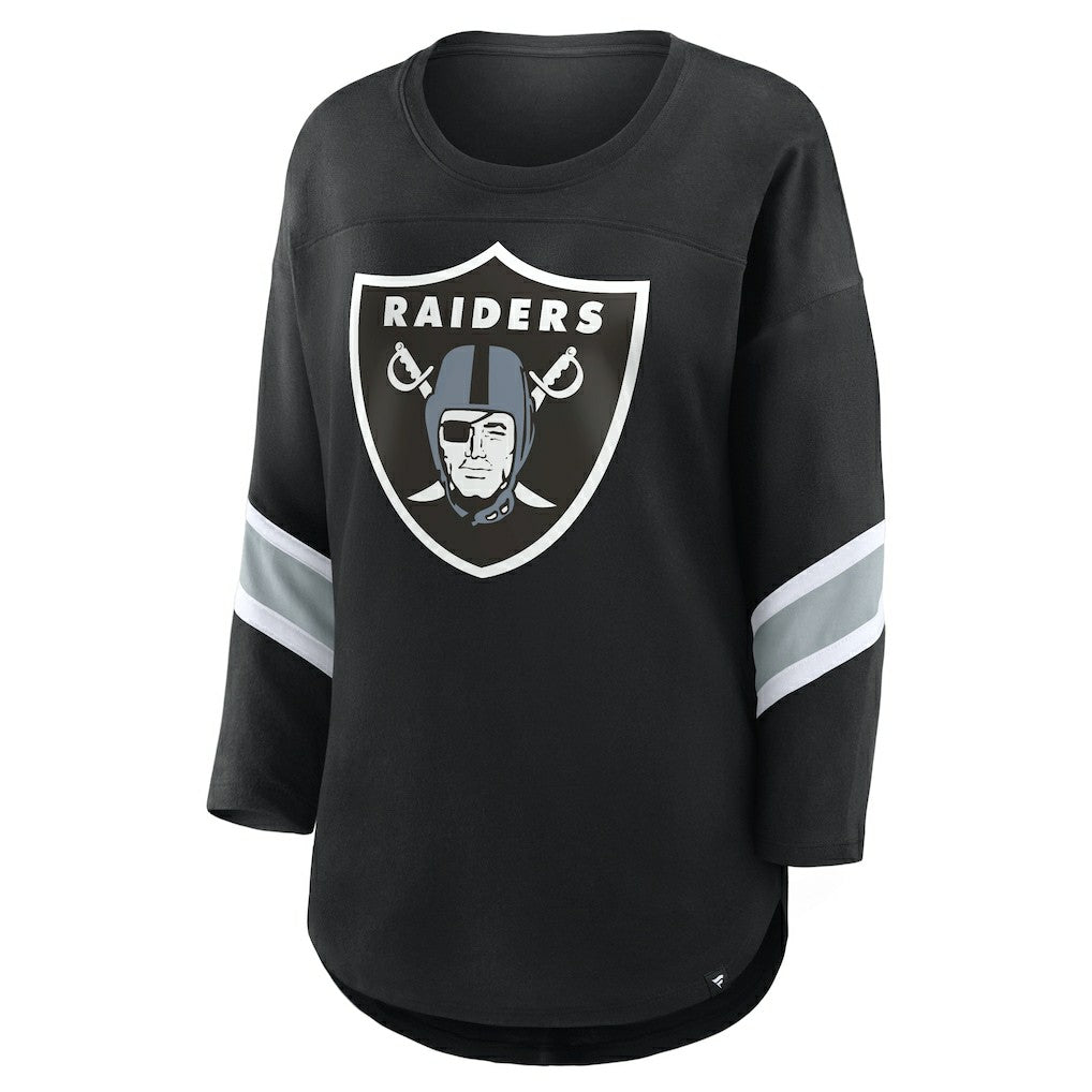 Las Vegas Raiders Women's Plus Size Redzone 3/4-Sleeve Scoop Neck T-Shirt - Black - Fanatics