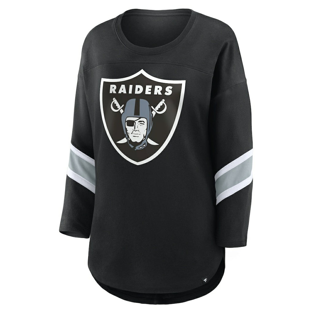 Las Vegas Raiders Women's Plus Size Redzone 3/4-Sleeve Scoop Neck T-Shirt - Black - Fanatics