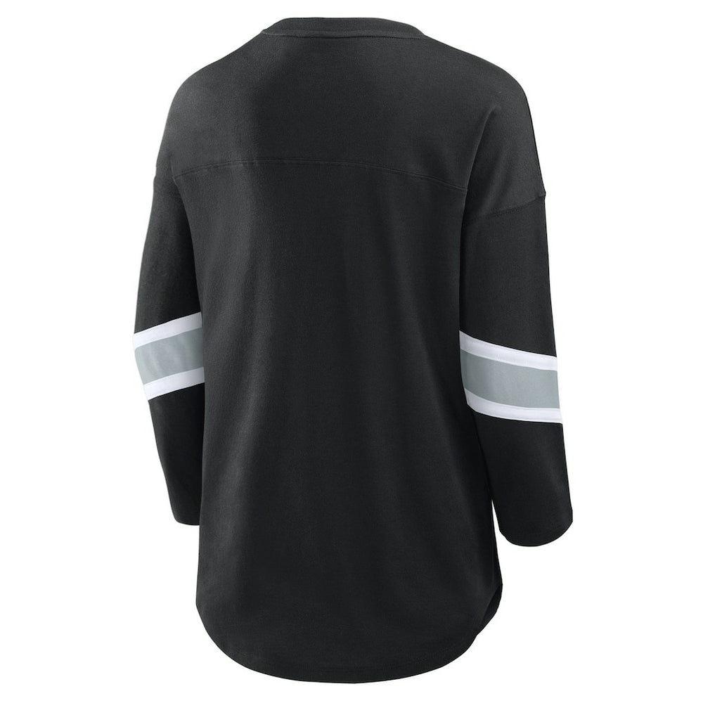 Las Vegas Raiders Women's Plus Size Redzone 3/4-Sleeve Scoop Neck T-Shirt - Black - Fanatics