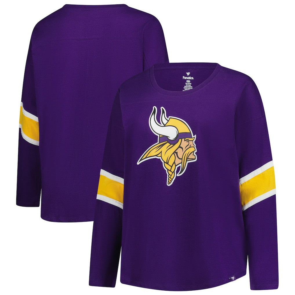 Minnesota Vikings Women's Plus Size Redzone 3/4-Sleeve Scoop Neck T-Shirt - Purple - Fanatics