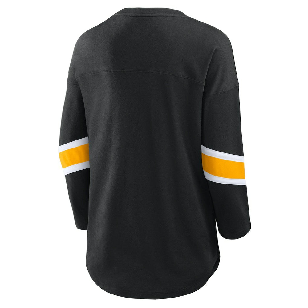 Pittsburgh Steelers Women's Plus Size Redzone 3/4-Sleeve Scoop Neck T-Shirt - Black - Fanatics