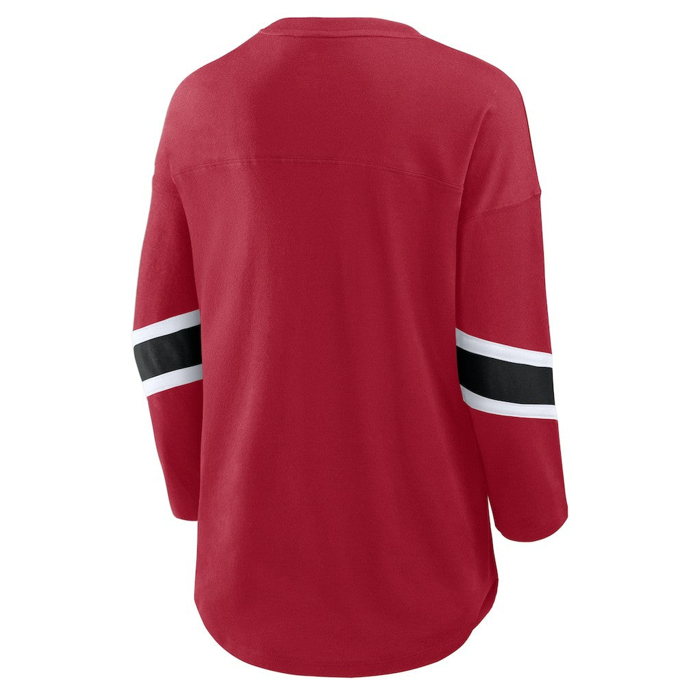 San Francisco 49ers Women's Plus Size Redzone 3/4-Sleeve Scoop Neck T-Shirt - Scarlet - Fanatics
