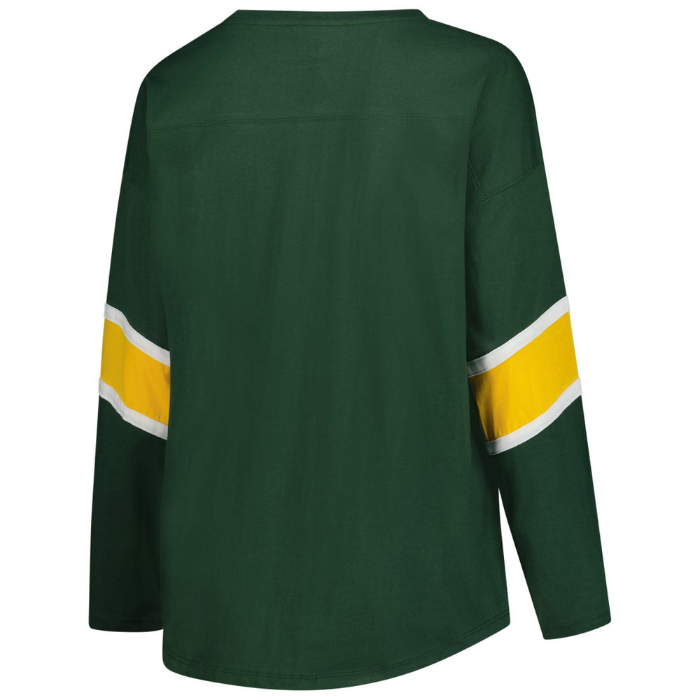 Green Bay Packers Women's Plus Size Redzone 3/4-Sleeve Scoop Neck T-Shirt - Green - Fanatics