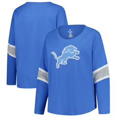 Detroit Lions Women's Plus Size Redzone 3/4-Sleeve Scoop Neck T-Shirt - Blue - Fanatics