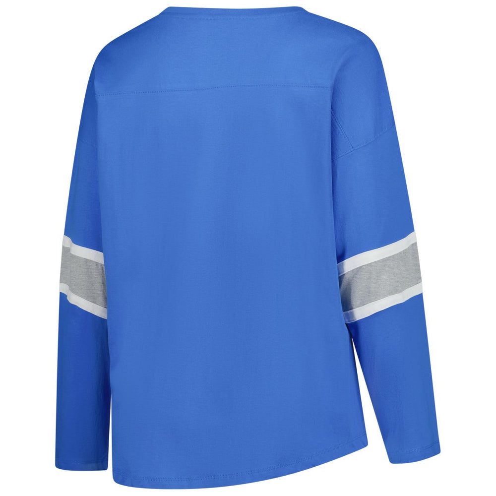 Detroit Lions Women's Plus Size Redzone 3/4-Sleeve Scoop Neck T-Shirt - Blue - Fanatics