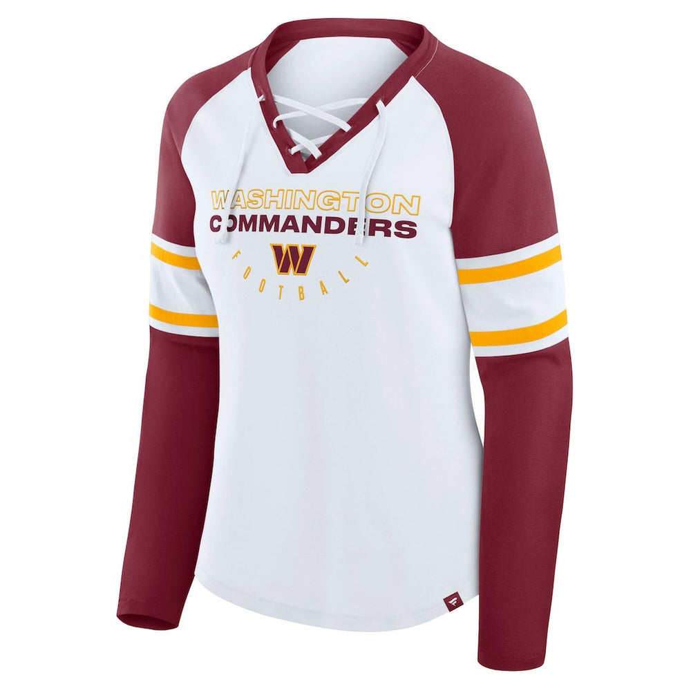 Washington Commanders Women's Plus Size Redzone Lace Up Long Sleeve T-Shirt - White - Fanatics