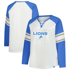 Detroit Lions Women's Plus Size Redzone Lace Up Long Sleeve T-Shirt - White - Fanatics