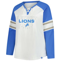 Detroit Lions Women's Plus Size Redzone Lace Up Long Sleeve T-Shirt - White - Fanatics