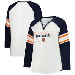 Chicago Bears Women's Plus Size Redzone Lace Up Long Sleeve T-Shirt - White - Fanatics