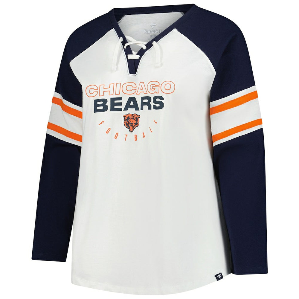 Chicago Bears Women's Plus Size Redzone Lace Up Long Sleeve T-Shirt - White - Fanatics