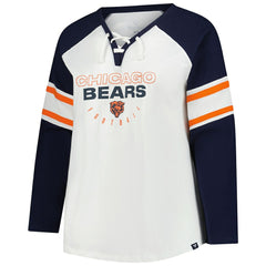 Chicago Bears Women's Plus Size Redzone Lace Up Long Sleeve T-Shirt - White - Fanatics