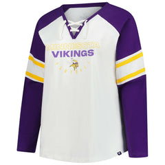 Minnesota Vikings Women's Plus Size Redzone Lace Up Long Sleeve T-Shirt - White - Fanatics