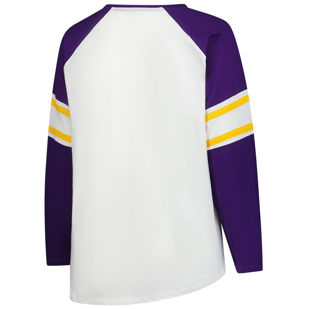 Minnesota Vikings Women's Plus Size Redzone Lace Up Long Sleeve T-Shirt - White - Fanatics
