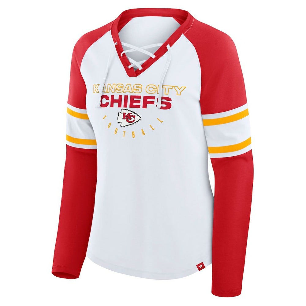 Kansas City Chiefs Women's Plus Size Redzone Lace Up Long Sleeve T-Shirt - White - Fanatics