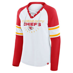 Kansas City Chiefs Women's Plus Size Redzone Lace Up Long Sleeve T-Shirt - White - Fanatics