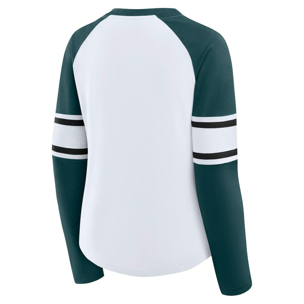 Philadelphia Eagles Women's Plus Size Redzone Lace Up Long Sleeve T-Shirt - White - Fanatics