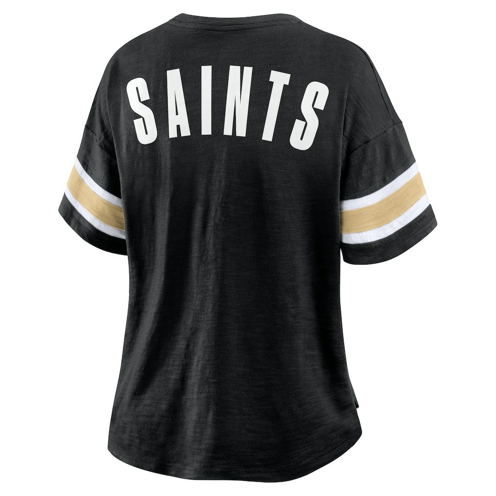 New Orleans Saints Women's Plus Size Redzone Notch Neck T-Shirt - Black - Fanatics